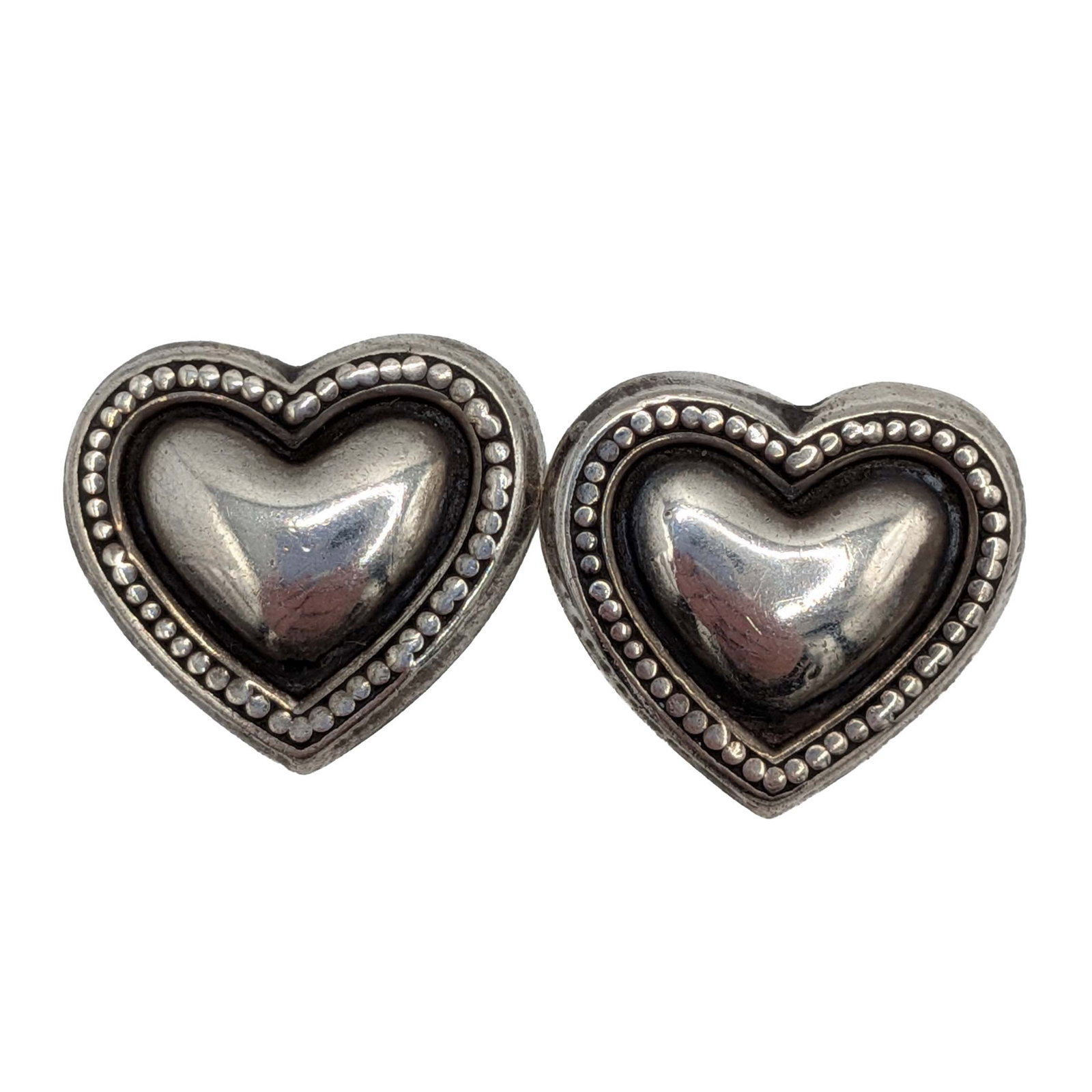 Taxco Mexico Sterling Silver Puffy Heart Stud Earrings: Taxco Mexico Sterling Silver Puffy Heart Stud Earrings. Signed TD-78 Mexico 925. 7.3g