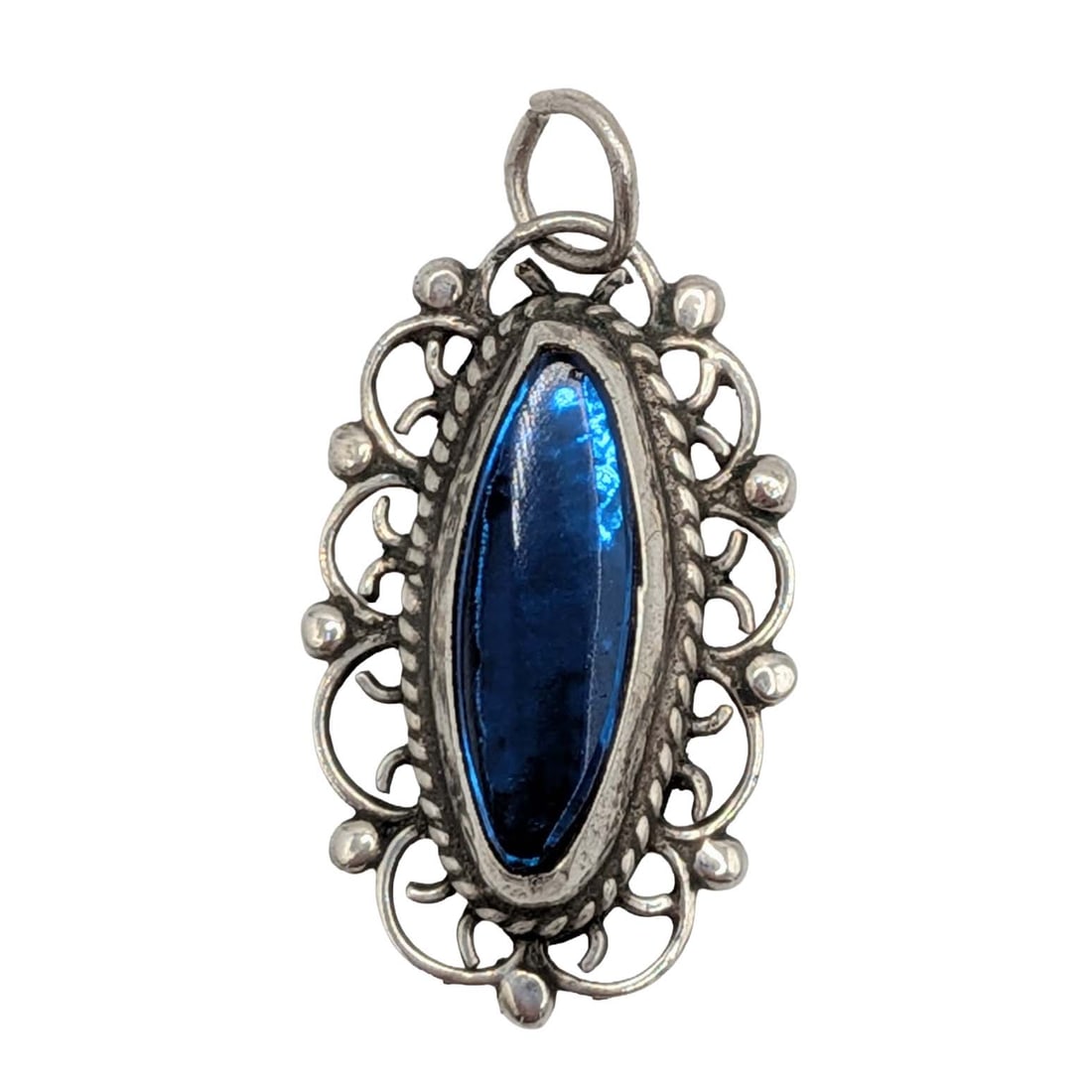 Jose Luis Flores Sterling Silver Blue Glass Filigree Pendant (1 of 3)