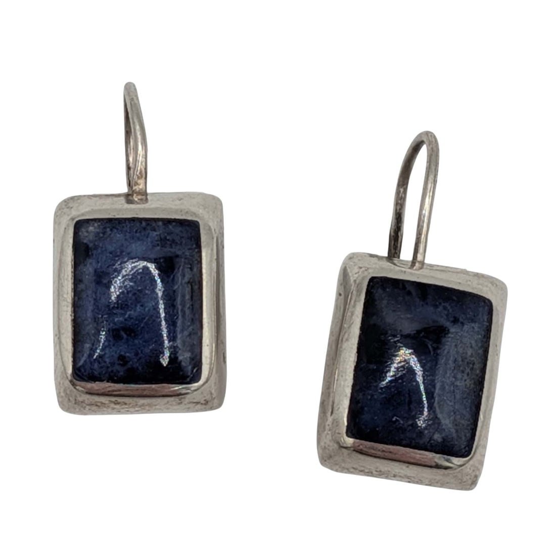 Mexico Sterling Silver Lapis Inlay Drop Earrings (1 of 4)