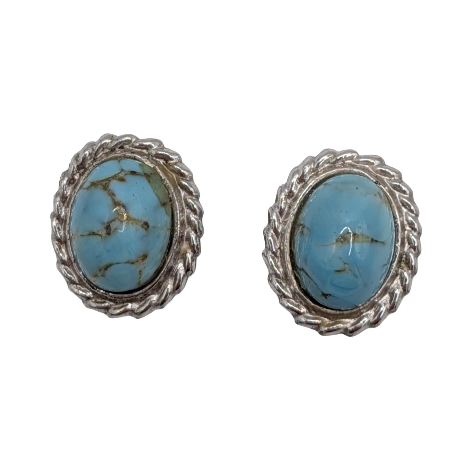Danecraft Sterling Silver Turquoise Oval Stud Earrings: Danecraft Sterling Silver, Turquoise Oval Stud Earrings. Signed Danecraft Sterling. 1.8g