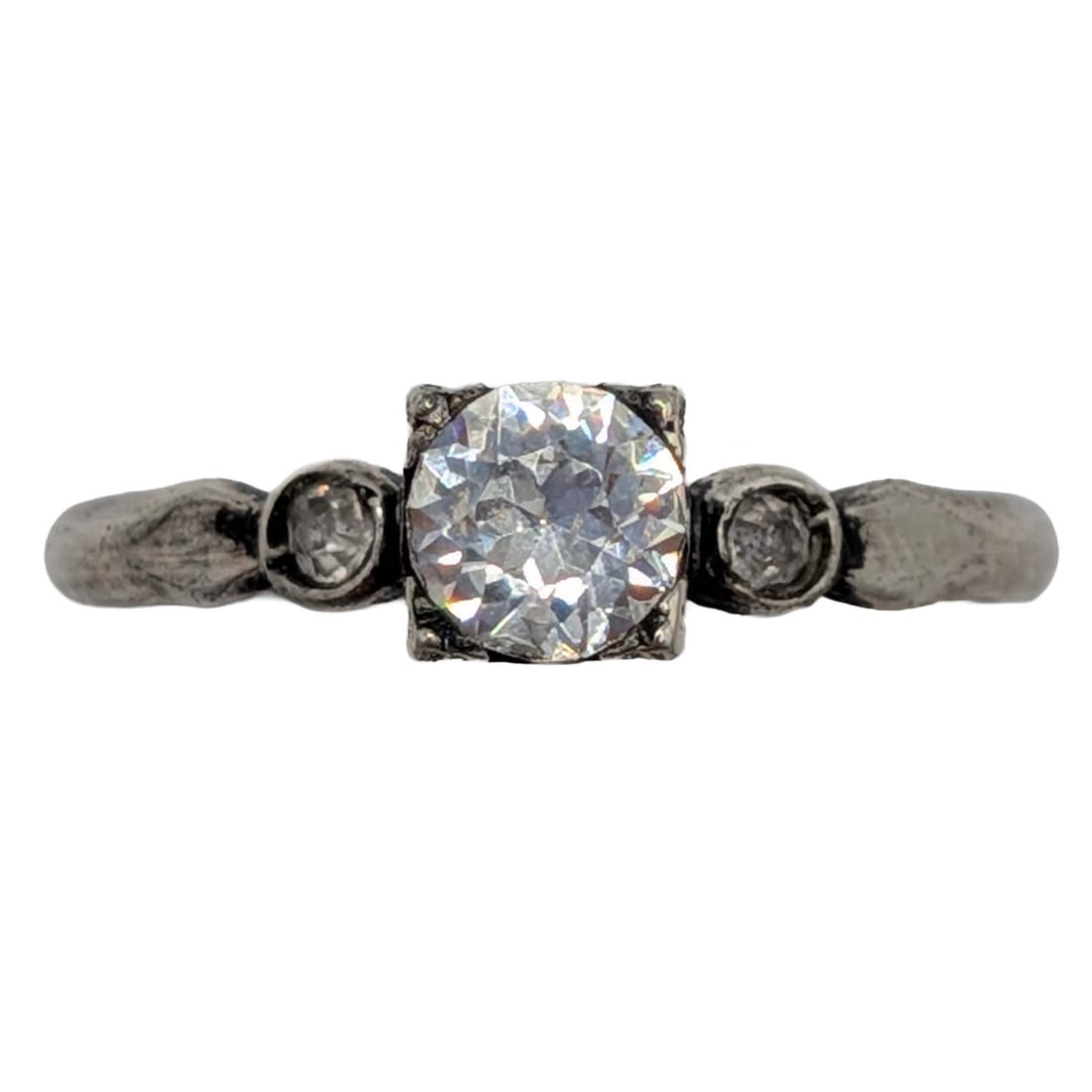 Clark & Coombs Vintage Sterling Silver Rhinestone Solitaire Ring Size 9 (1 of 5)