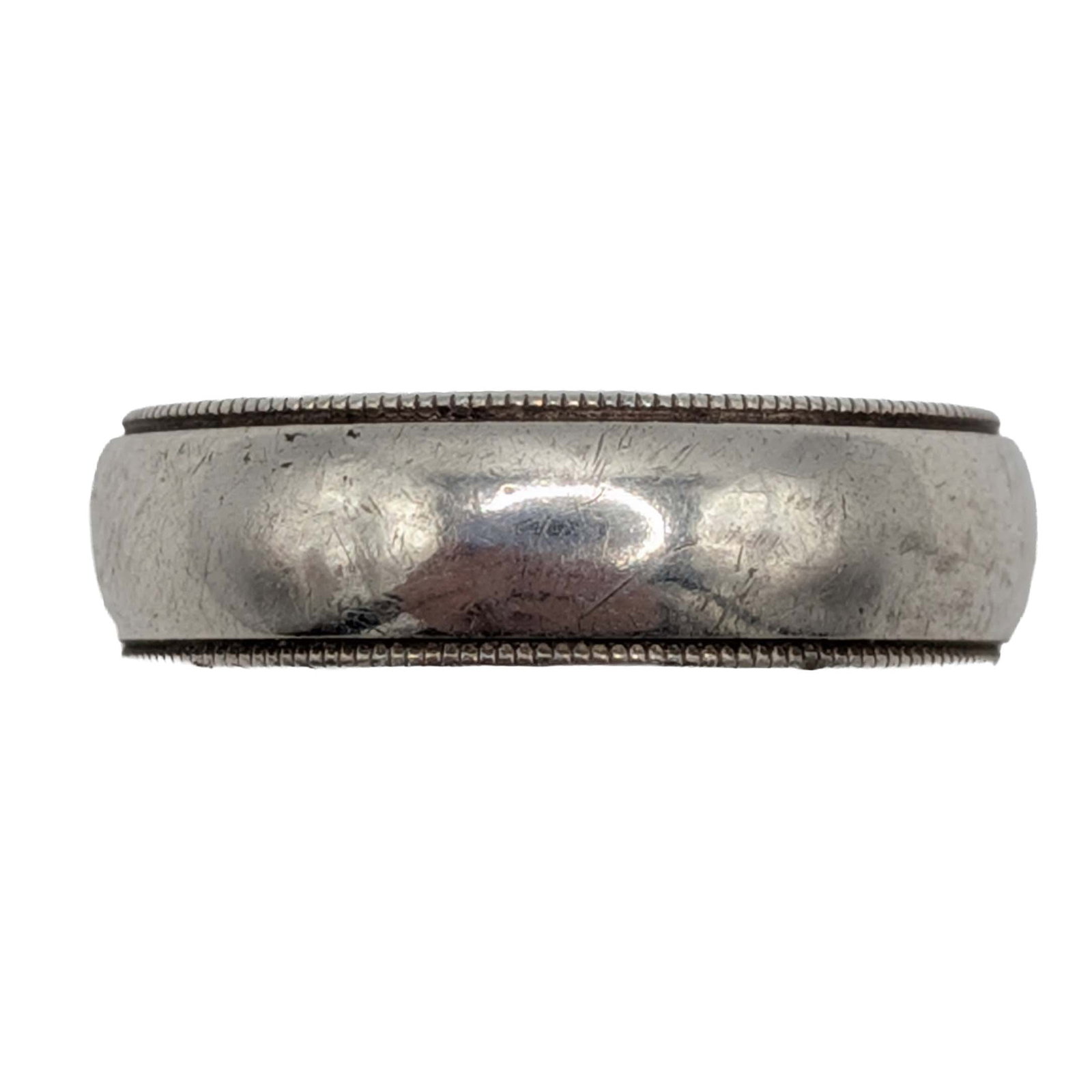Signed Sterling Silver Milgrain Band Ring Size 8.75: Signed Sterling Silver Milgrain Band Ring. Size 8.75. Signed HE Ster. 3.8g