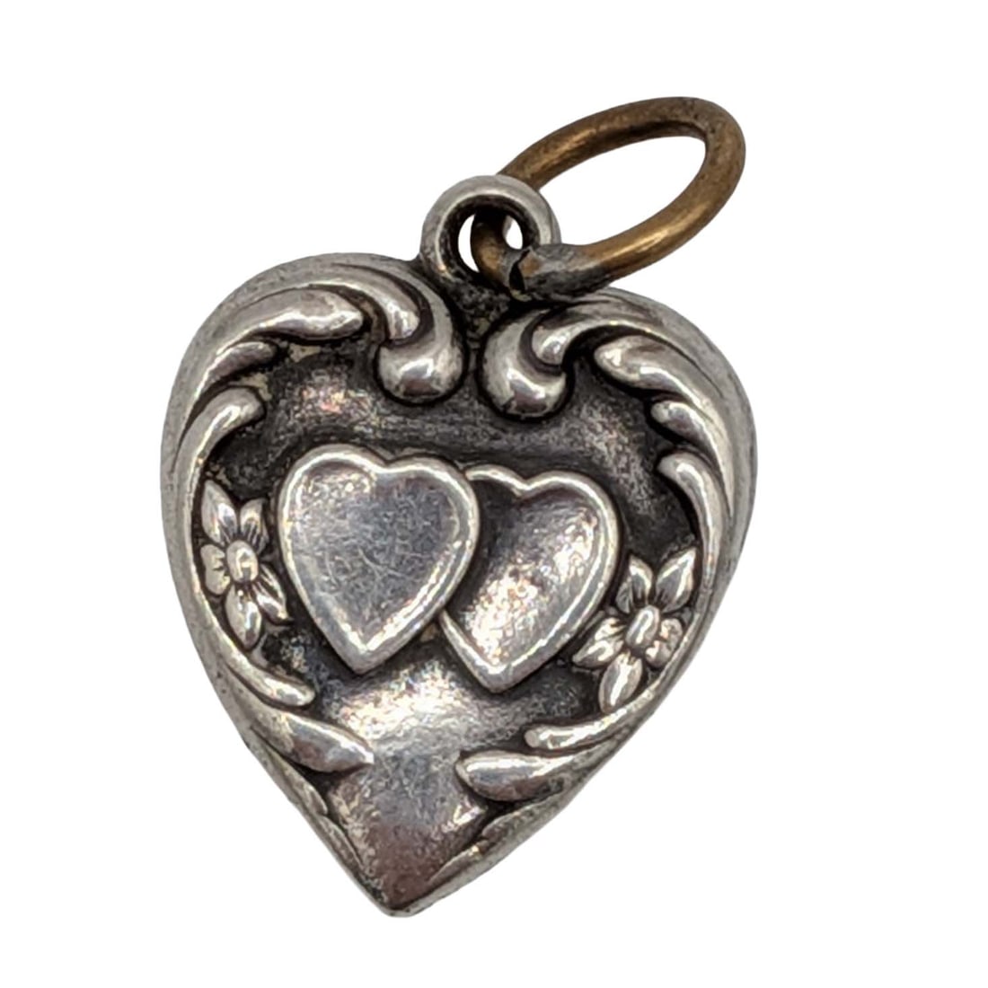 Vintage Sterling Silver Extra Love Puffy Heart Charm Pendant (1 of 3)