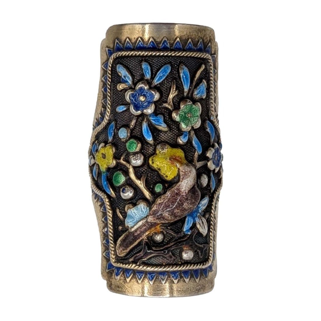 Vintage European Gold Over Sterling Silver Enamel Adjustable Ring (1 of 4)