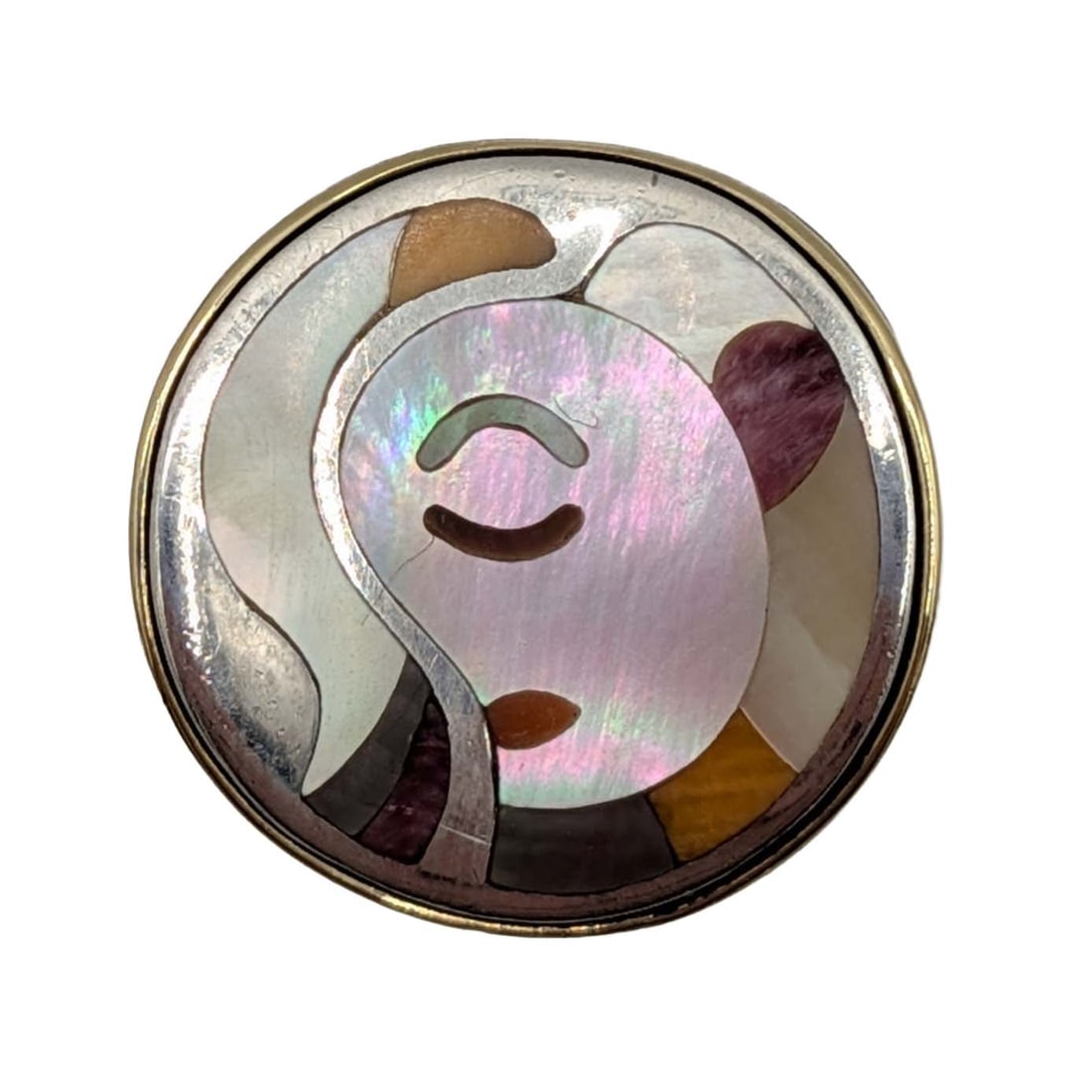 Eric Grossbardt 18K Gold Sterling Mother of Pearl Inlay Picasso Ring Size 9 (1 of 5)