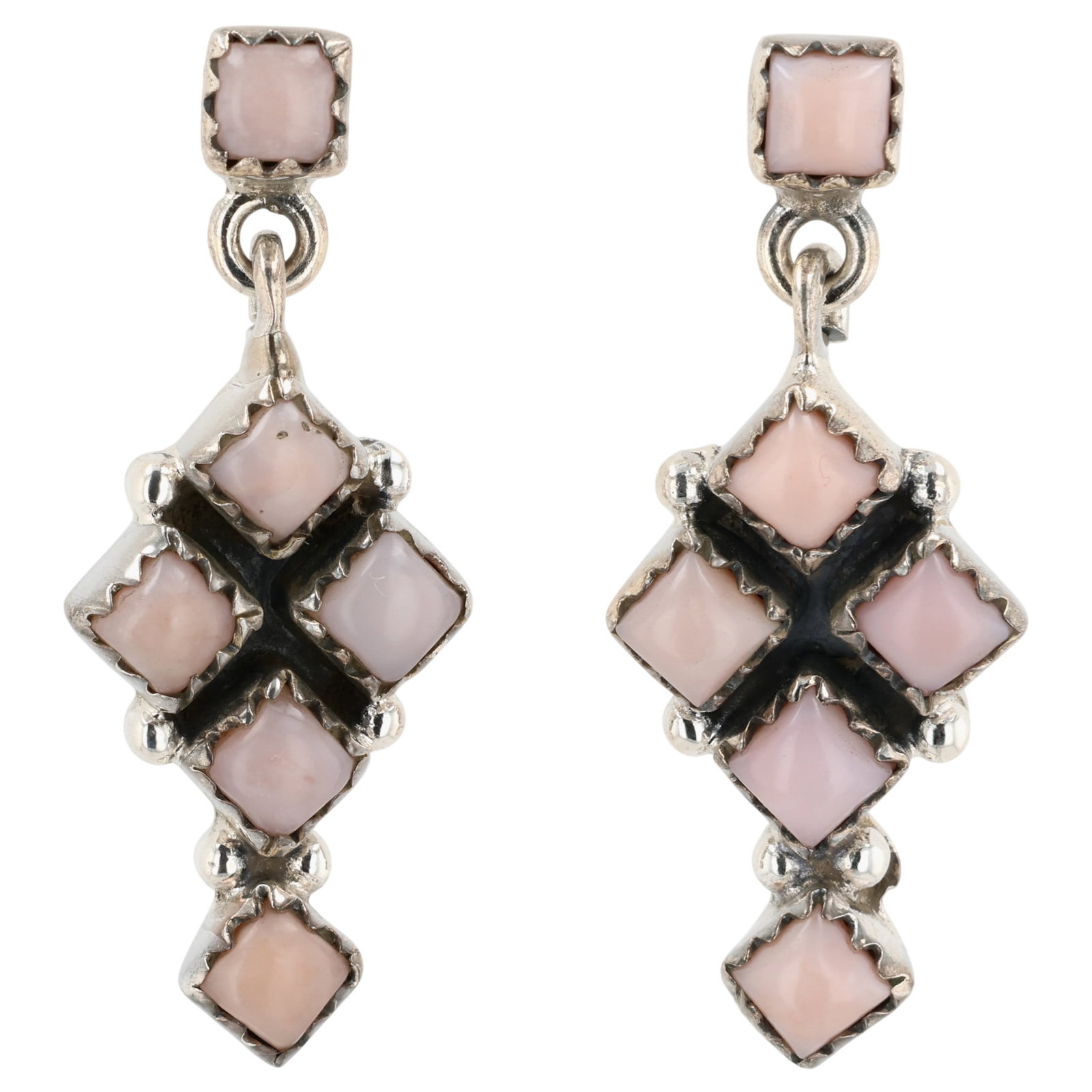 HaDa Collection Sterling Pink Opal Dangle Earrings: HaDa Collection Sterling Pink Opal Dangle Earrings / 8g
