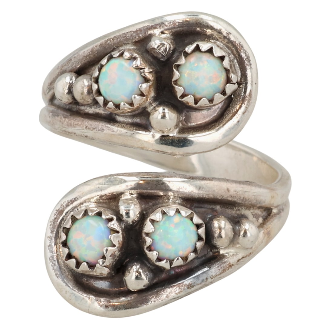 Genevieve Francisco Sterling Navajo Opal Adjustable Ring (1 of 6)