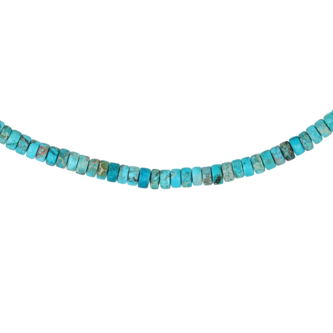 Southwest Sterling Kingman Turquoise Bead Necklace: Southwest Sterling Kingman Turquoise Bead Necklace / 12.5g