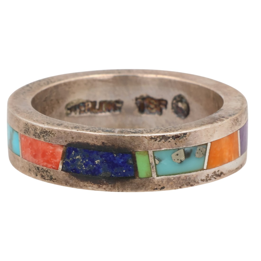 Valerie Yazzie Navajo Sterling Multi-Stone Inlay Ring Sz 6.25 (1 of 7)