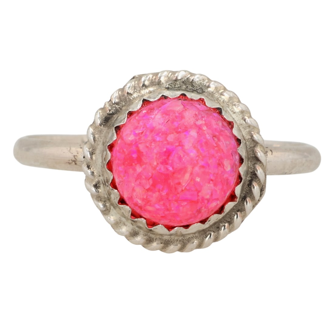 Esther White Navajo Sterling Opal Ring Sz 7.25 (1 of 6)