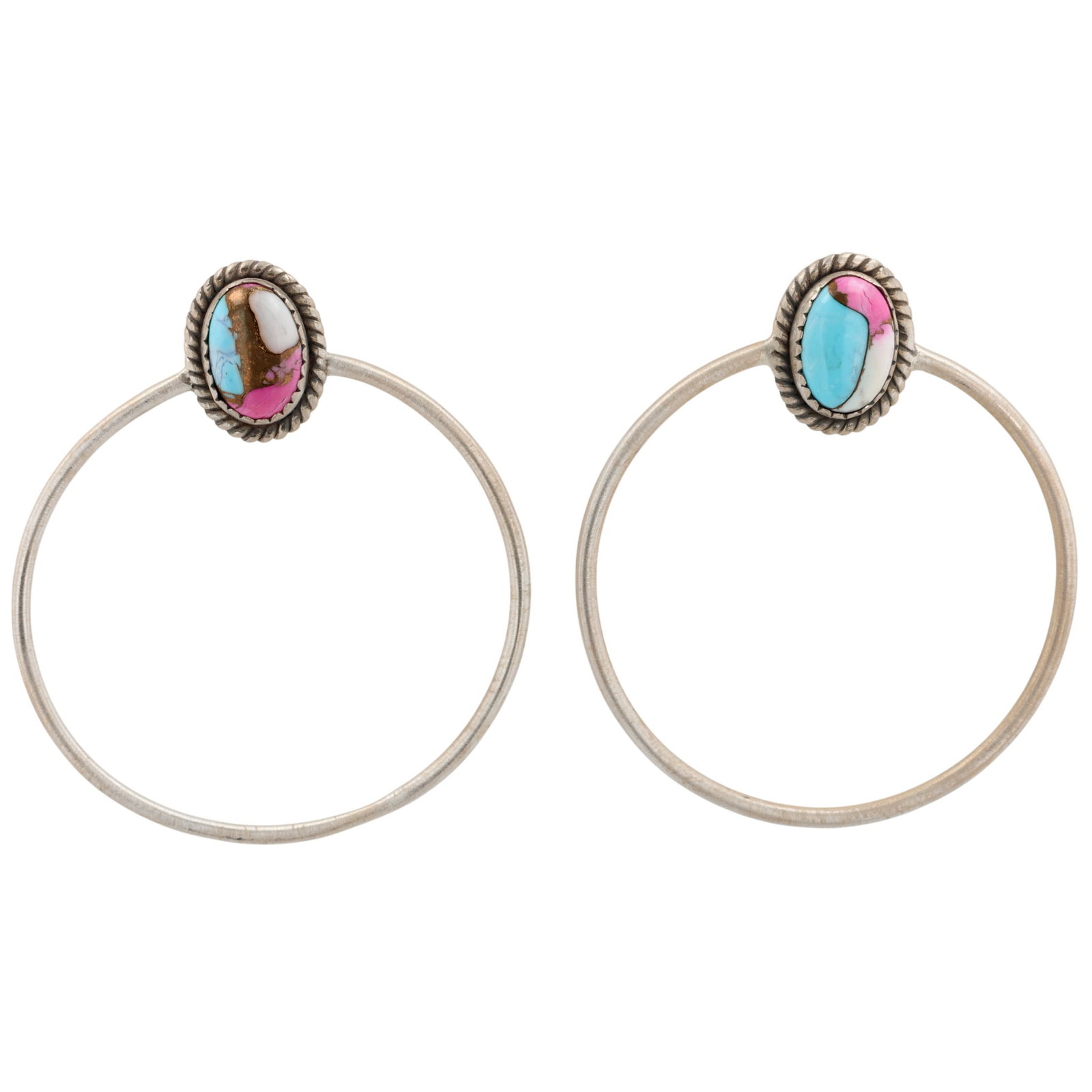 HaDa Collection Sterling Cotton Candy Dahlia Hoop Earrings (1 of 4)