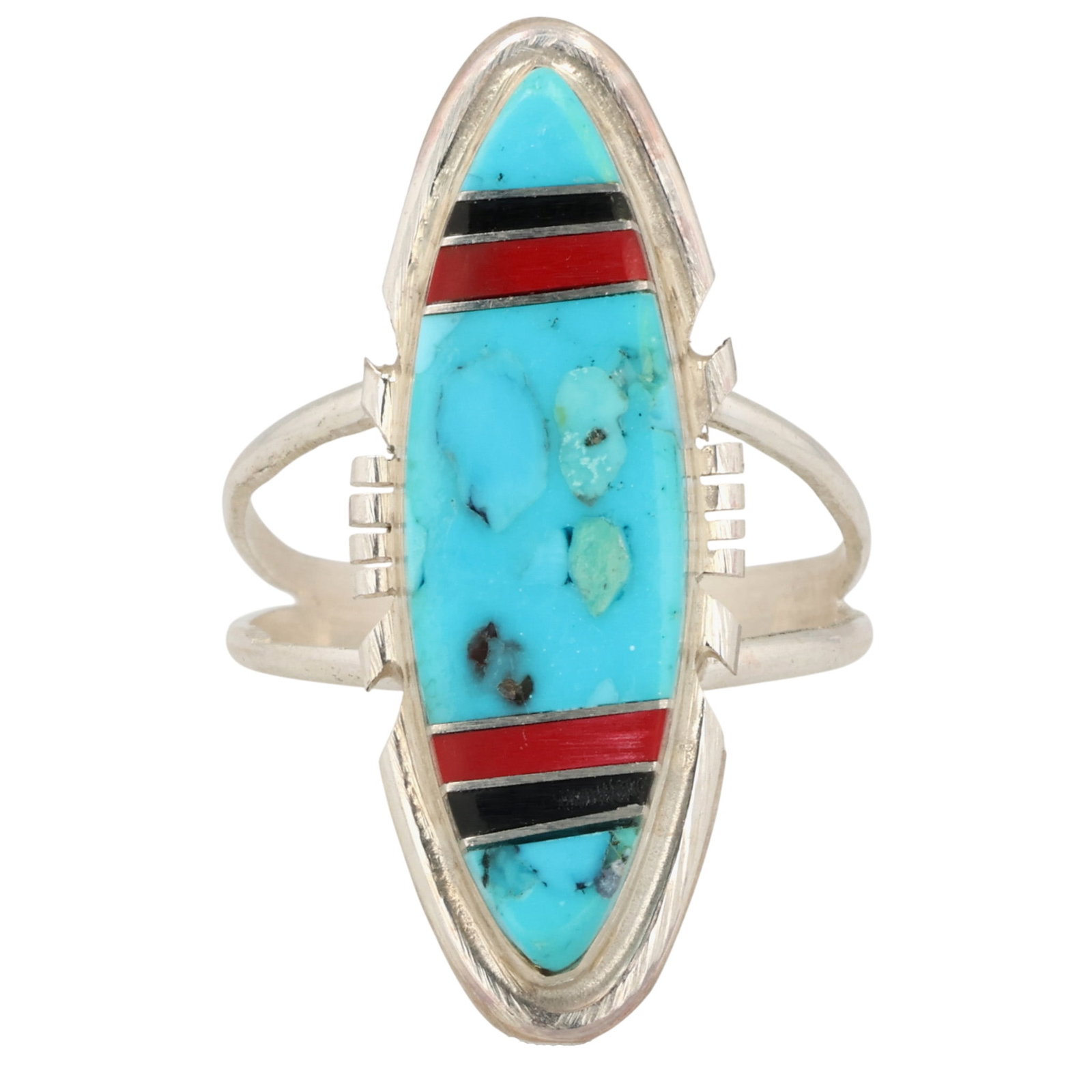 Brandon Etcity Navajo Sterling Multi-Stone Inlay Ring Sz 10 (1 of 7)