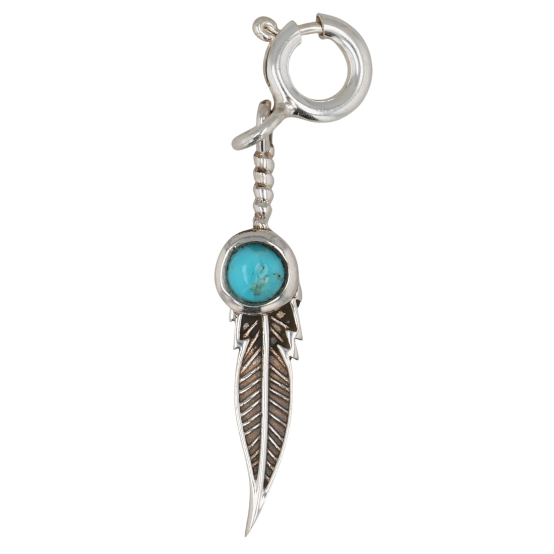 HaDa Collection Sterling Kingman Turquoise Feather Charm: HaDa Collection Sterling Block Kingman Turquoise Feather Charm / 0.8g