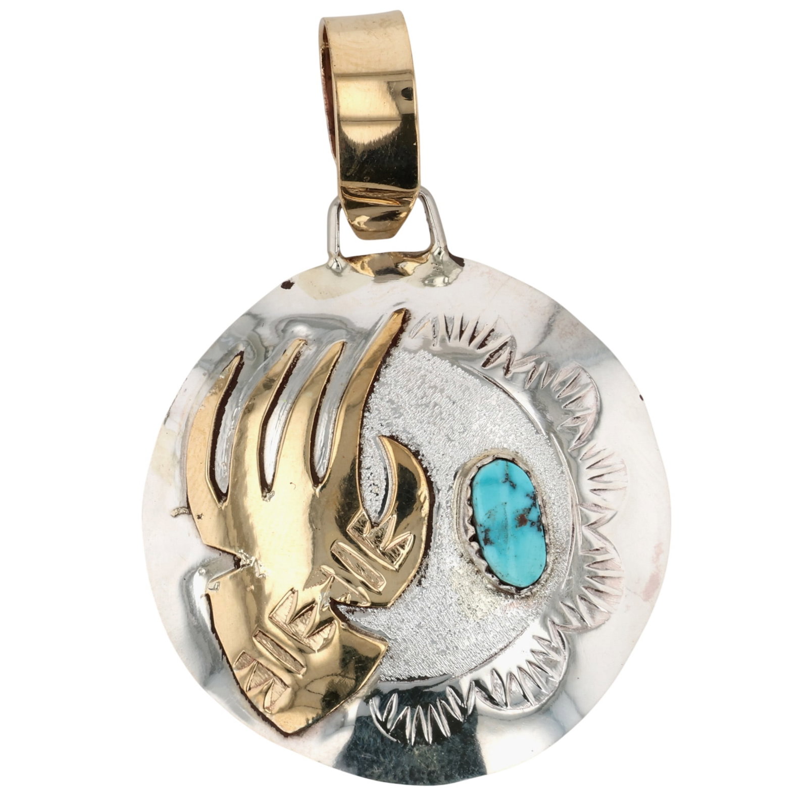 Genevieve Francisco Navajo Sterling Turquoise Bear Paw Pendant (1 of 4)