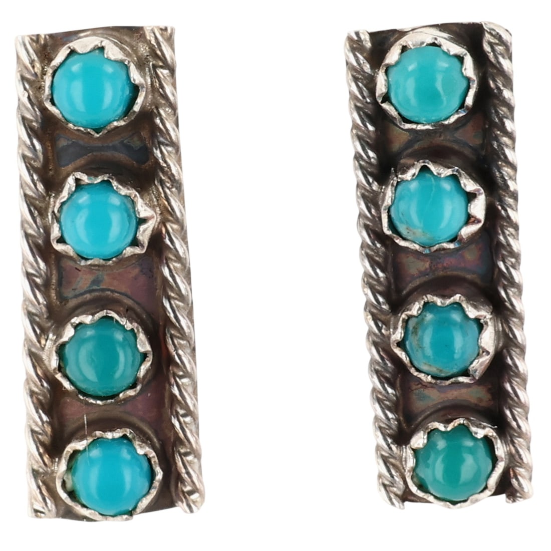 Janice Spencer Navajo Sterling Turquoise Bar Earrings (1 of 3)