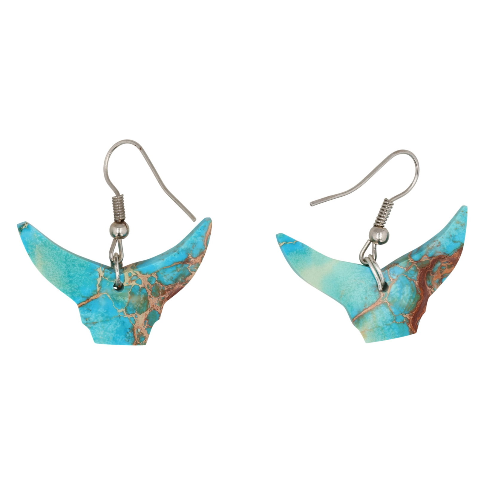 Southwest Sterling Blue Indigo Turquoise Longhorn Earrings (1 of 3)