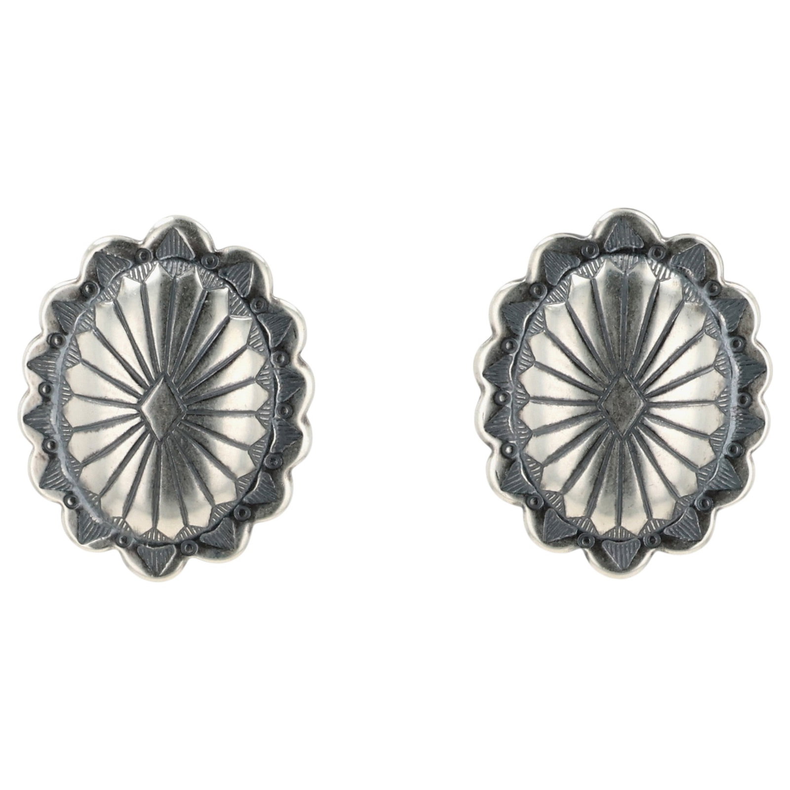 Southwest Sterling Concho Stamped Earrings (1 of 4)