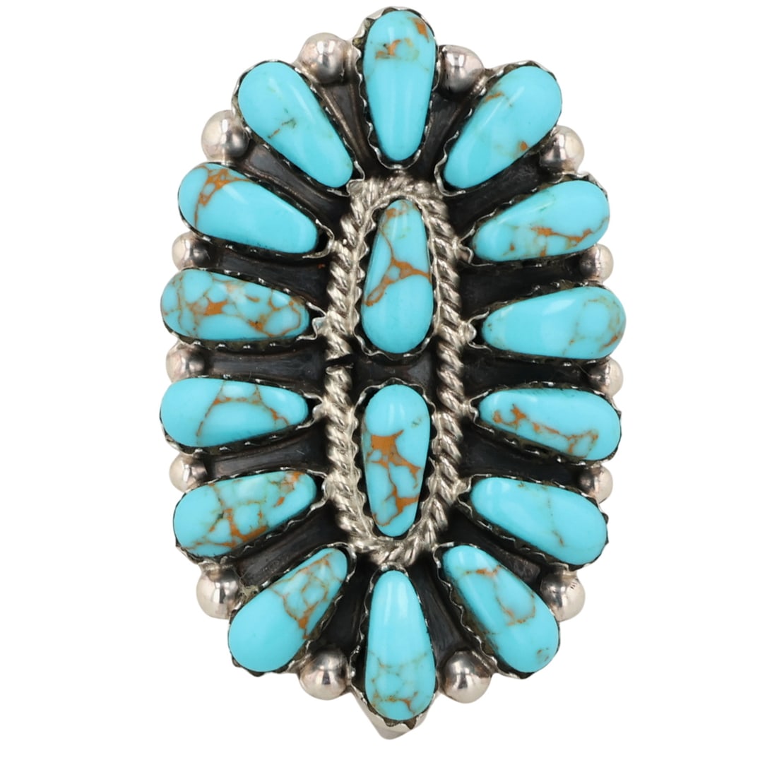 Rosanna Williams Navajo Sterling Kingman Turquoise Cluster Ring Sz 6.5 (1 of 7)