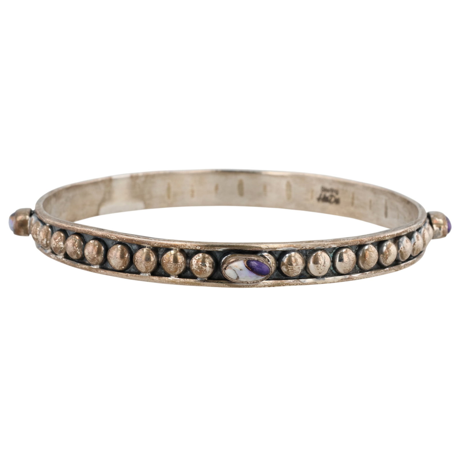 HaDa Collection Sterling Spiny Oyster Bangle Bracelet: HaDa Collection Sterling Compressed Purple Spiny Oyster Bangle Bracelet / 23g