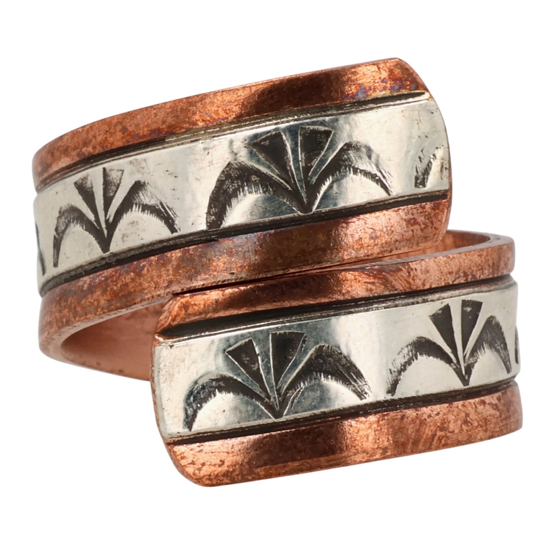 Wylie Secatero Navajo Copper Sterling Stamped Adjustable Ring: Wylie Secatero Navajo Copper Sterling Stamped Adjustable Ring Sz 8 / 7.5g