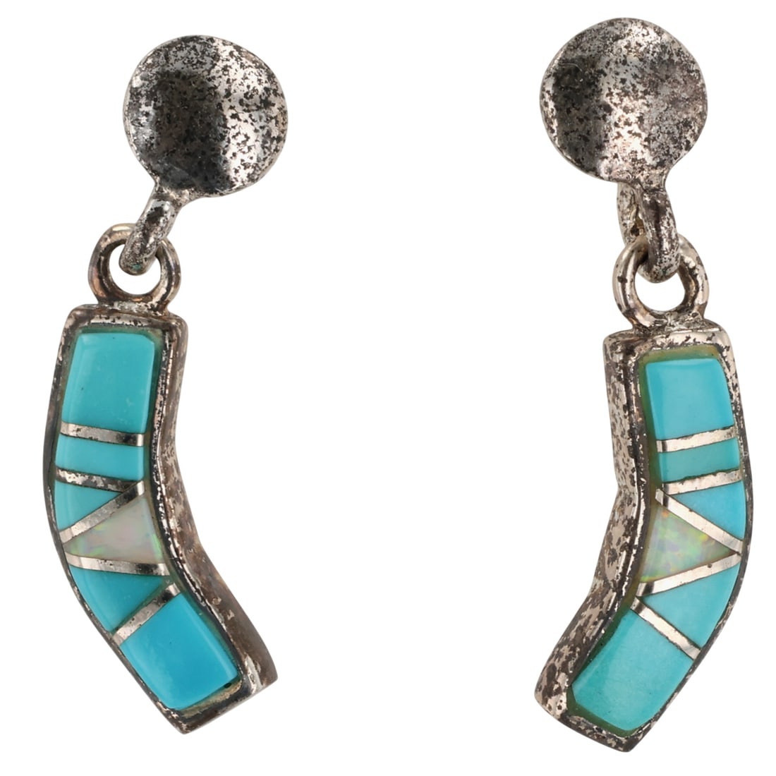 Southwest Sterling Turquoise Opal Inlay Earrings (1 of 3)