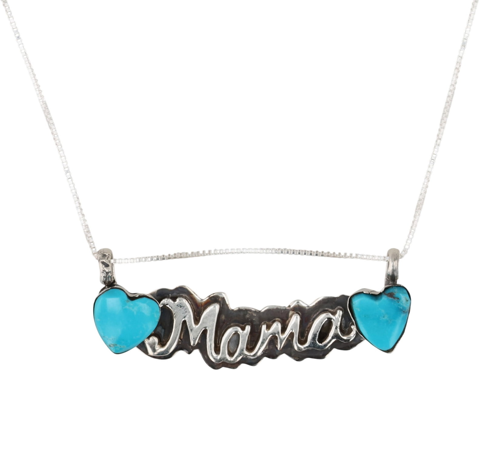 Myra Benally Navajo Kingman Turquoise Sterling Mama Necklace (1 of 6)
