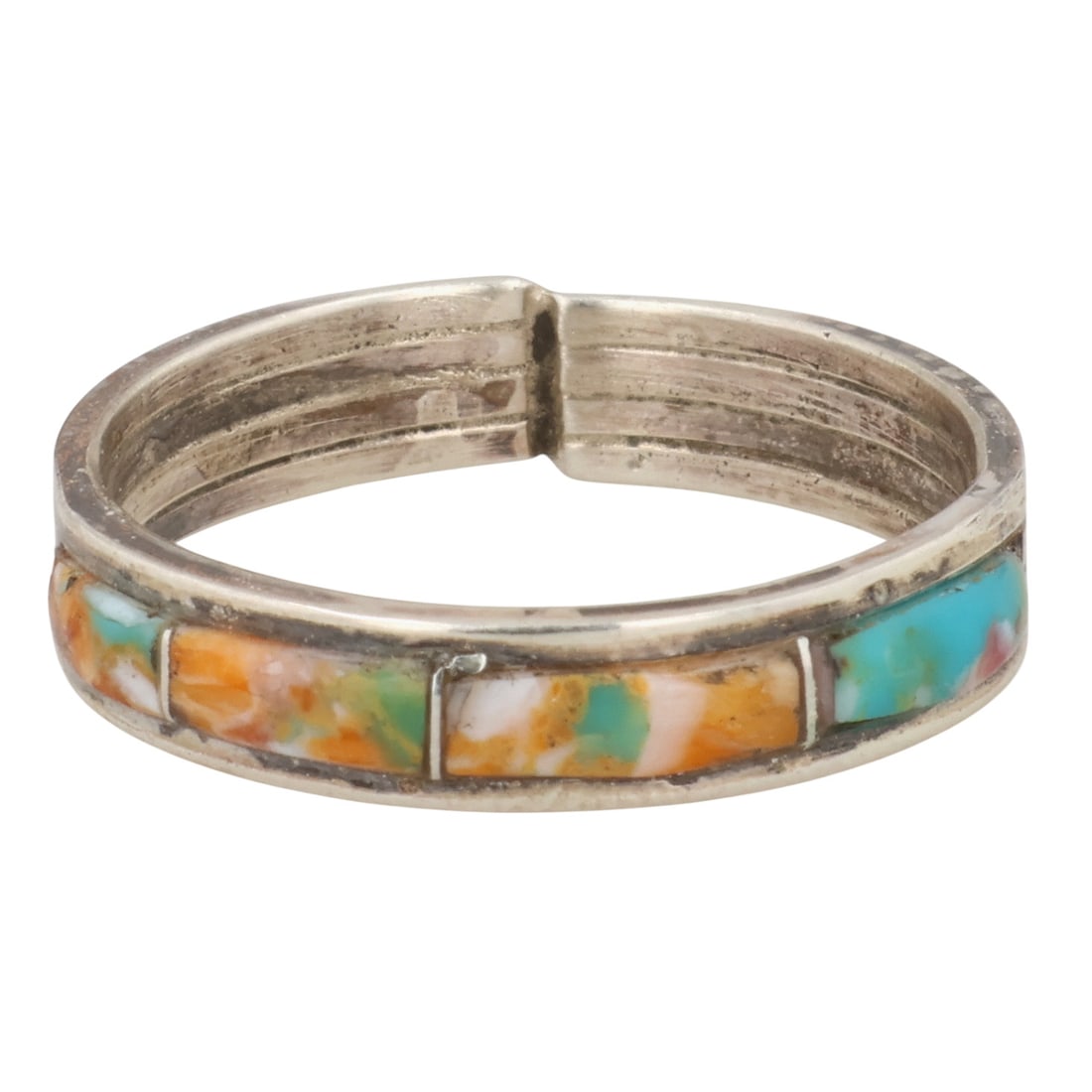 Debbie Livingston Navajo Sterling Spiny Oyster Ring Sz 6.5: Debbie Livingston Navajo Compressed Sterling Spiny Oyster Turquoise Ring Sz 6.5 / 2g / Unsigned. Artist attribution based on accompanying tag.