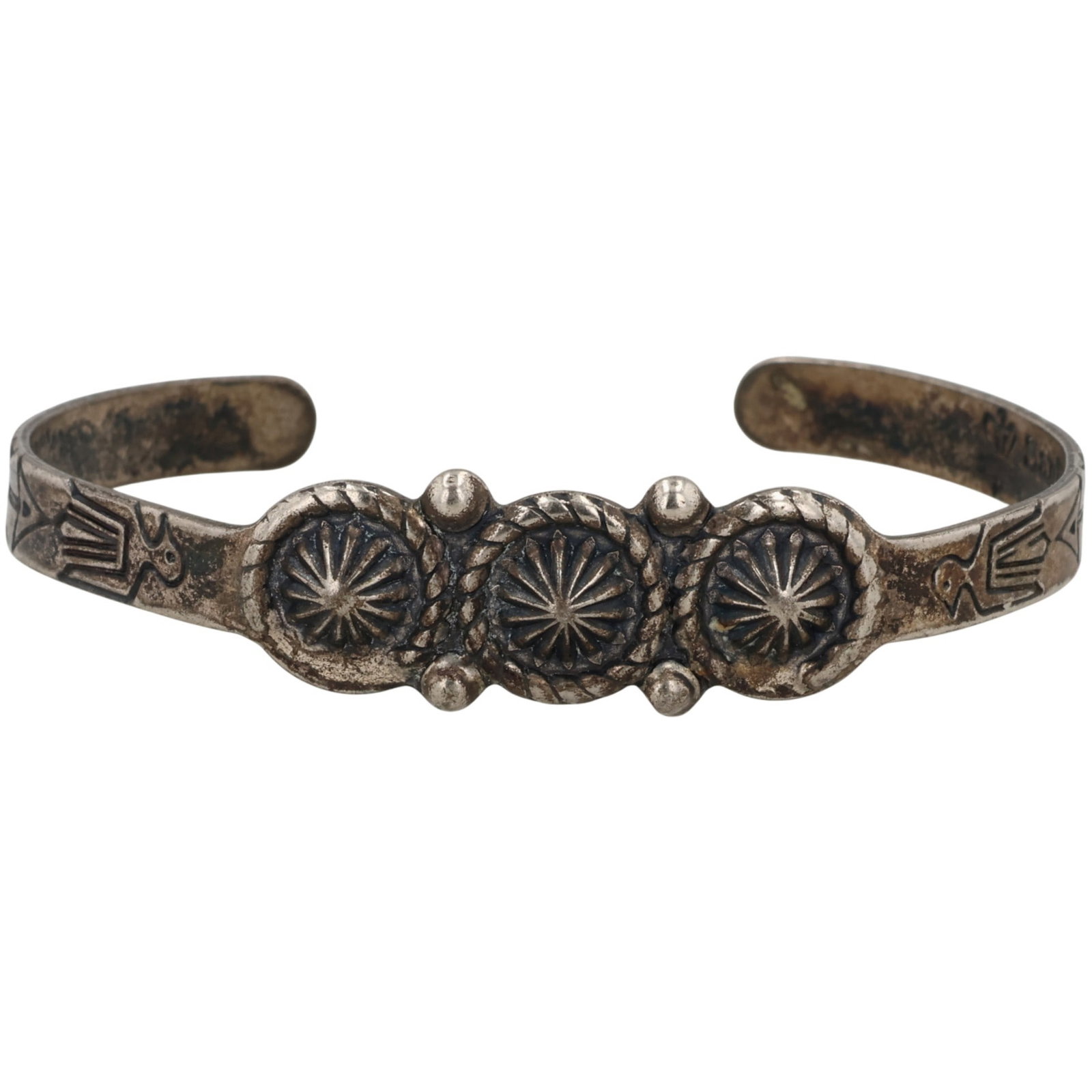 Vintage Sanford Southwest Silver Tone Cuff Bracelet: Vintage Sanford Southwest Silver Tone Cuff Bracelet / 5g