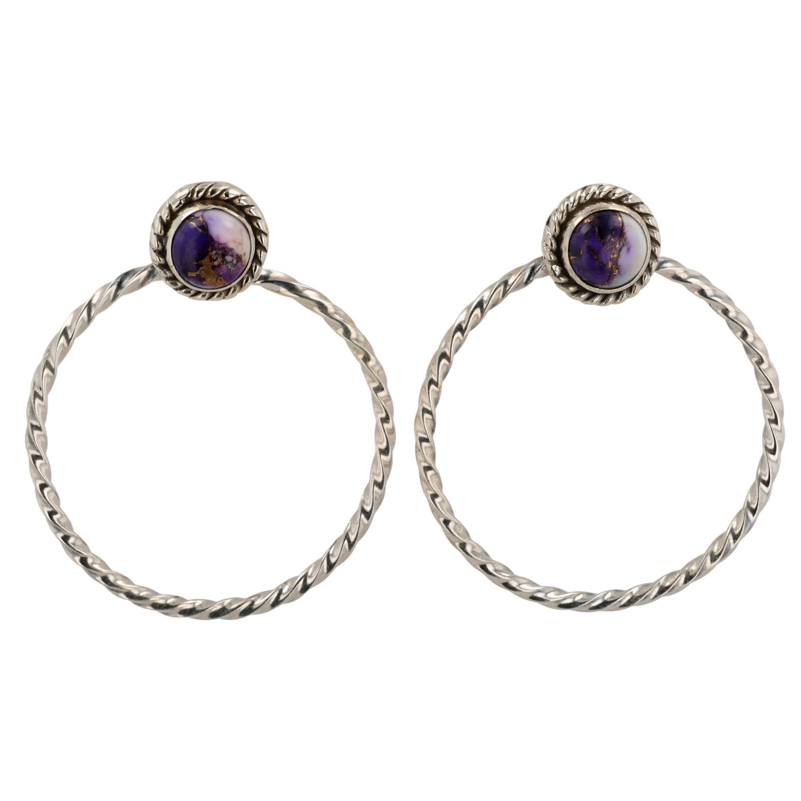 HaDa Collection Sterling Violet Rose Dahlia Hoop Earrings: HaDa Collection Sterling Violet Rose Dahlia Hoop Earrings / 10g