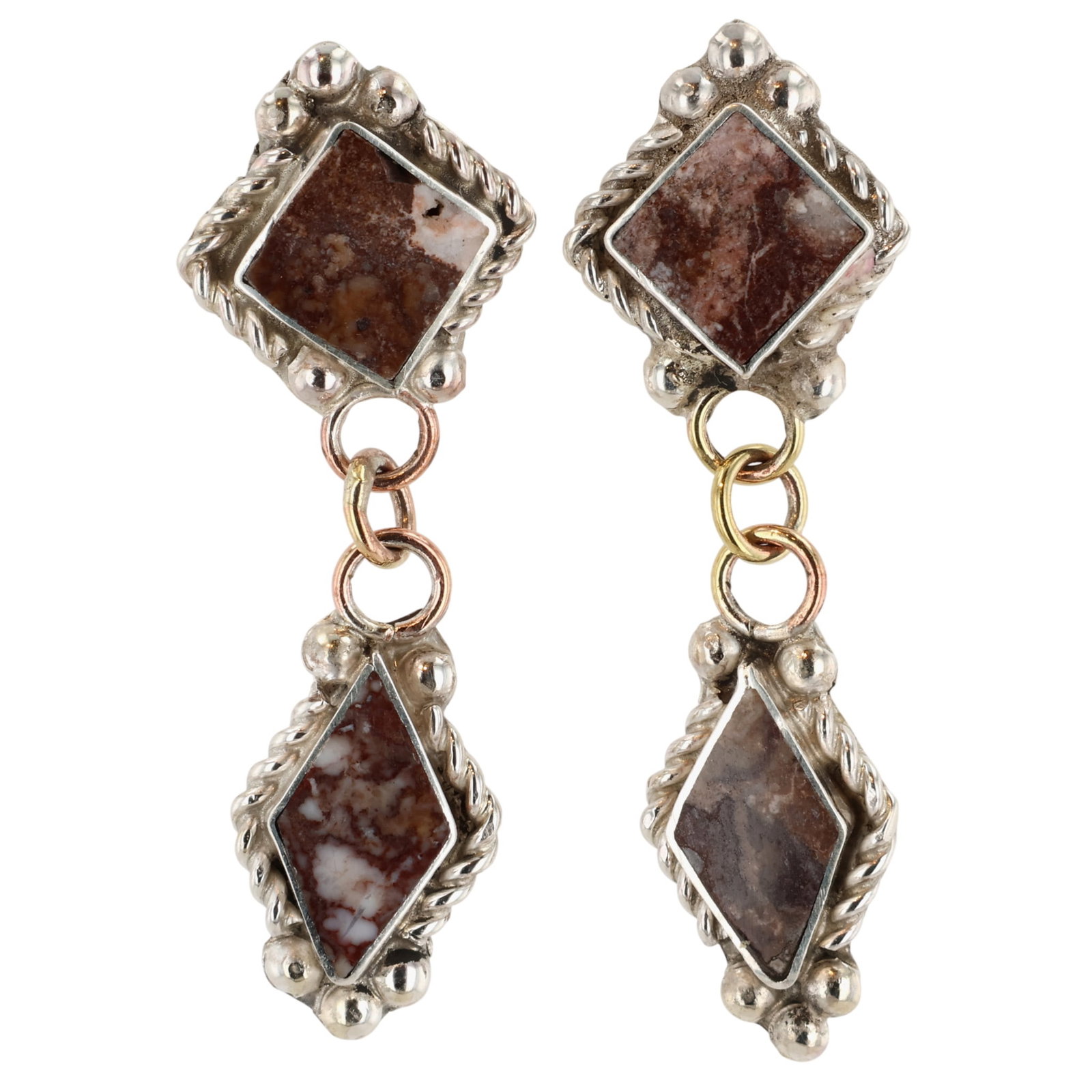 Raquel Booqua Zuni Sterling Wild Horse Magnesite Earrings: Raquel Booqua Zuni Sterling Wild Horse Magnesite Earrings / 4g