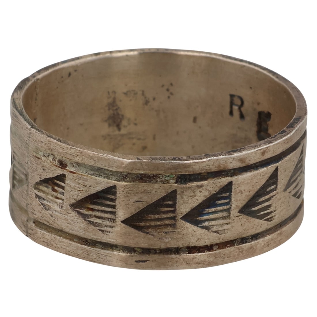 Rick Enriquez Navajo Sterling Stamped Ring Sz 10 (1 of 6)