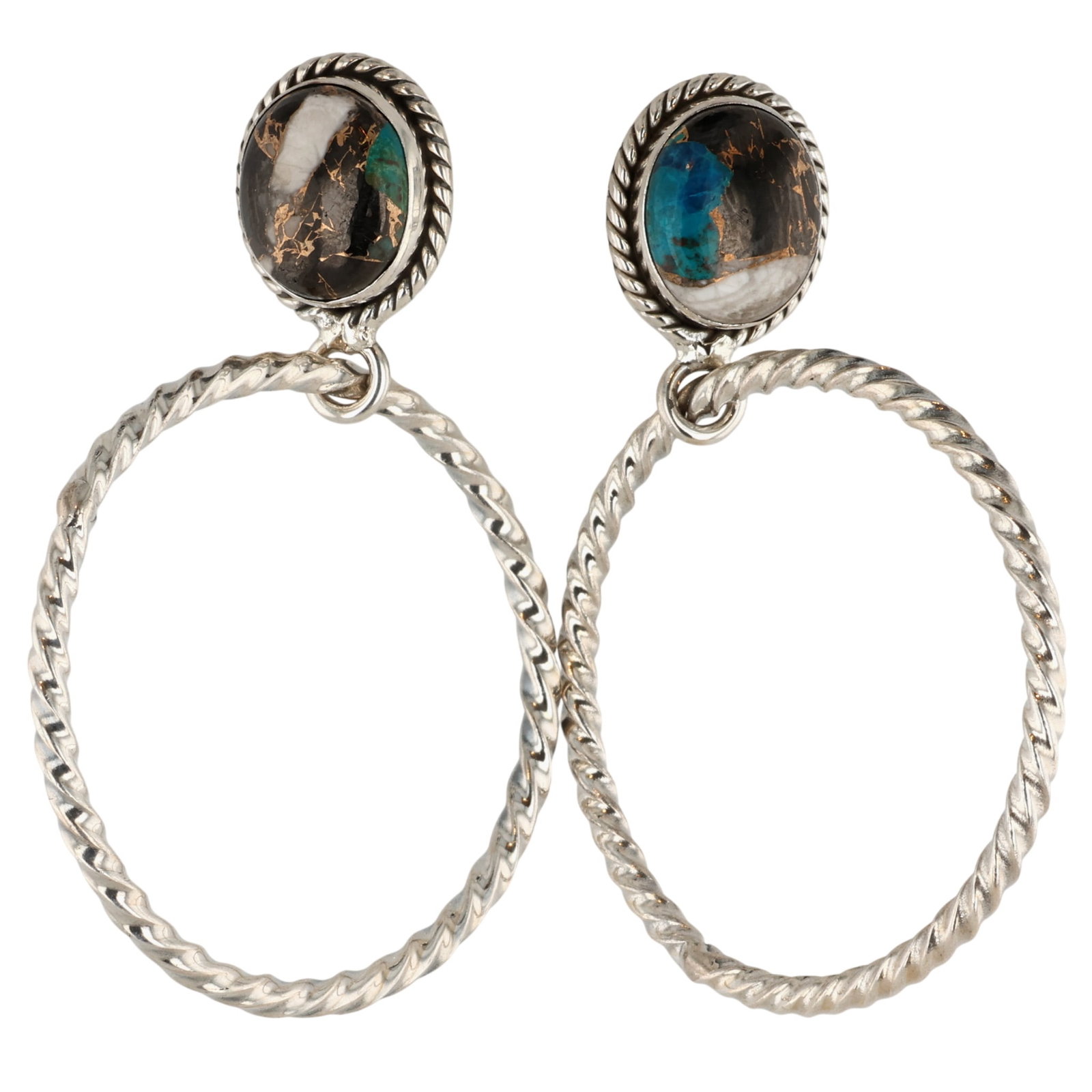 HaDa Collection Sterling White Buffalo Dangle Earrings: HaDa Collection Sterling Compressed White Buffalo Turquoise Dangle Earrings / 13g