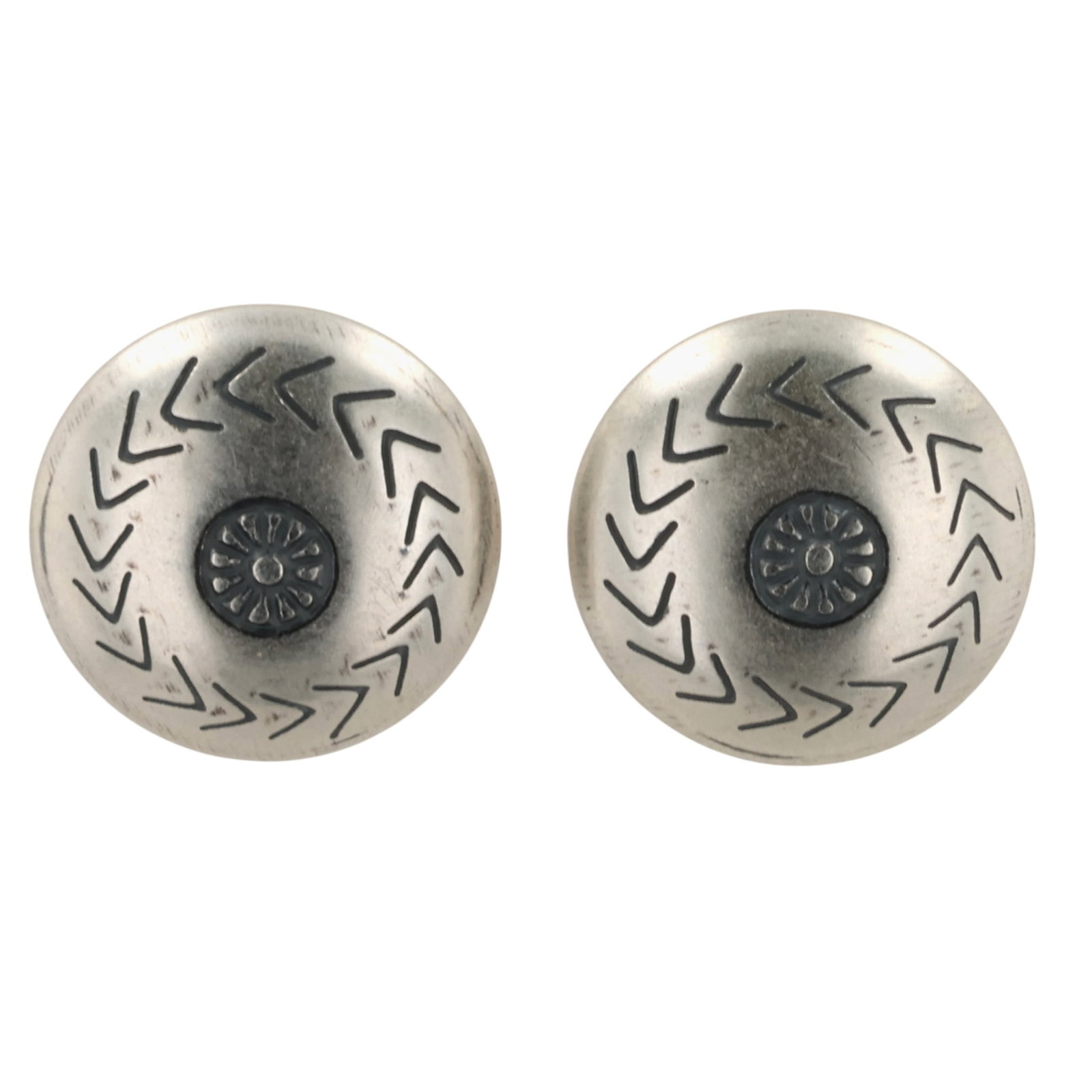 Southwest Sterling Stamped Disc Earrings: Southwest Sterling Stamped Disc Earrings / 1g