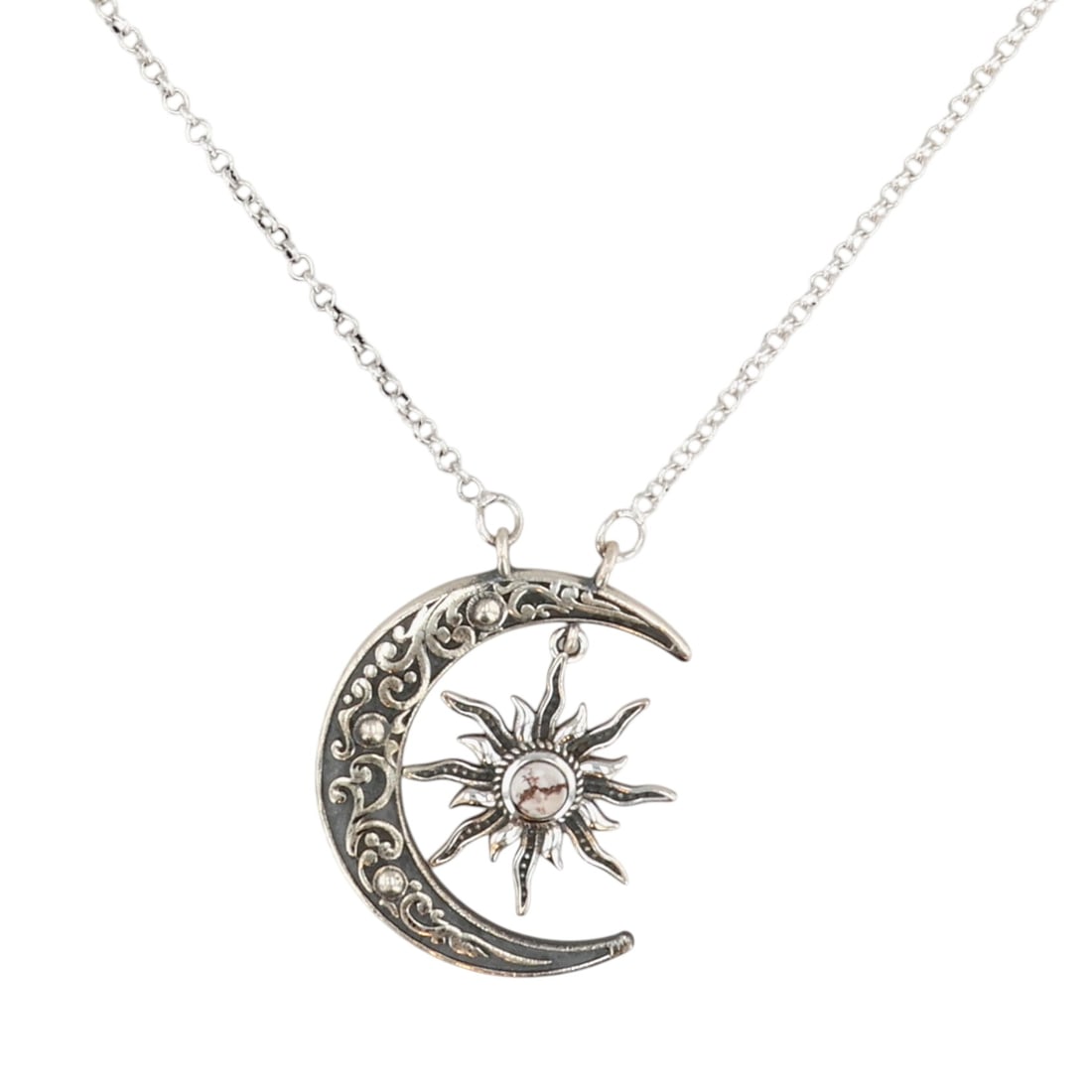 HaDa Collection Sterling Wild Horse Magnesite Crescent Moon Necklace (1 of 6)