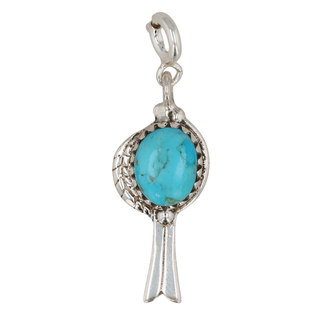 HaDa Collection Sterling Kingman Turquoise Squash Blossom Charm: HaDa Collection Sterling Kingman Turquoise Squash Blossom Charm / 2g