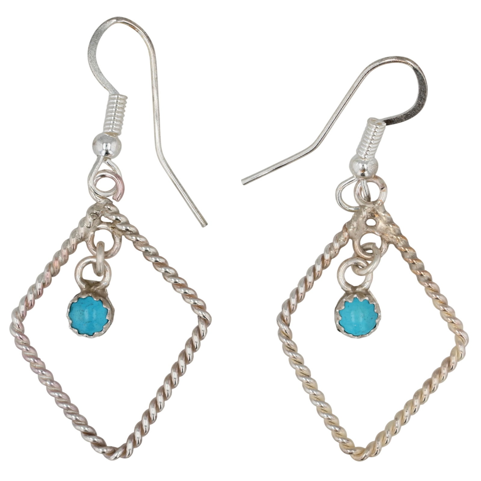 Sylvia Chee Navajo Sterling Turquoise Dangle Earrings (1 of 3)