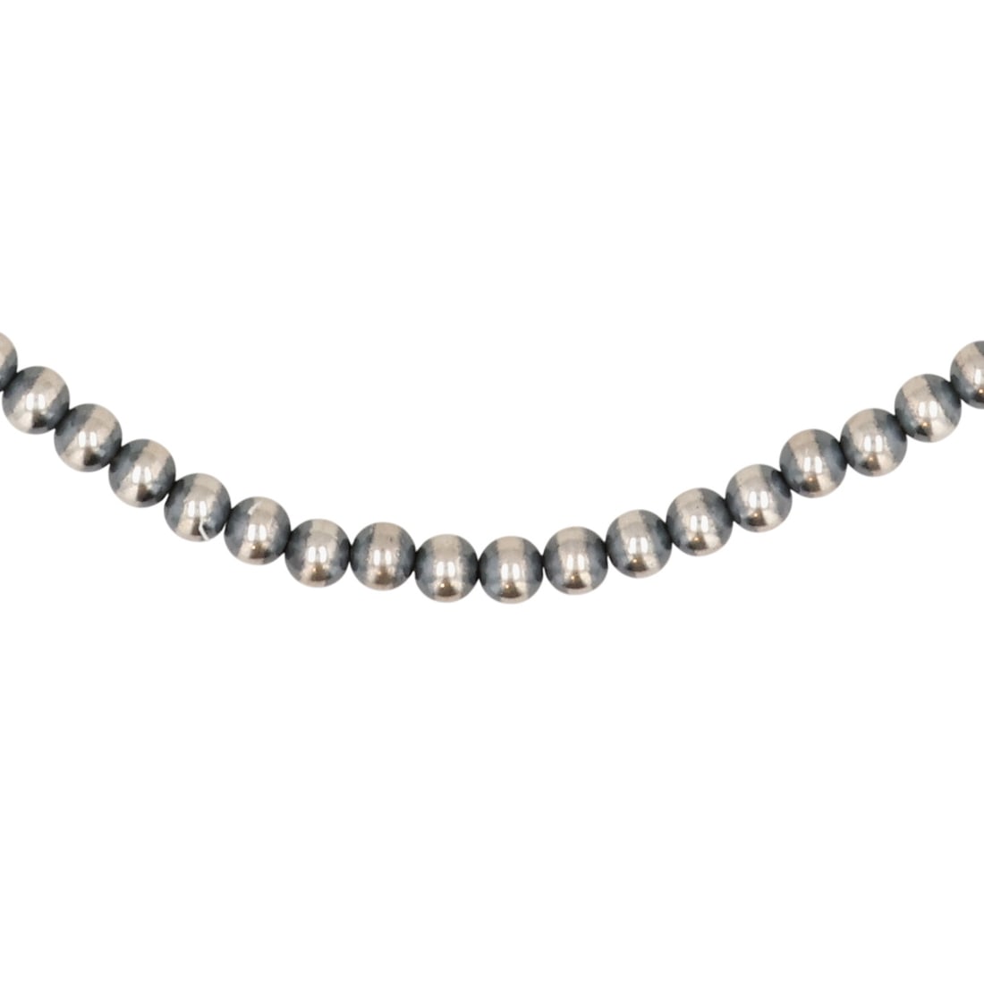 Southwest Sterling Oxidized Bead Necklace: Southwest Sterling Oxidized Bead Necklace / 11.5g / 5mm / Length: 14"