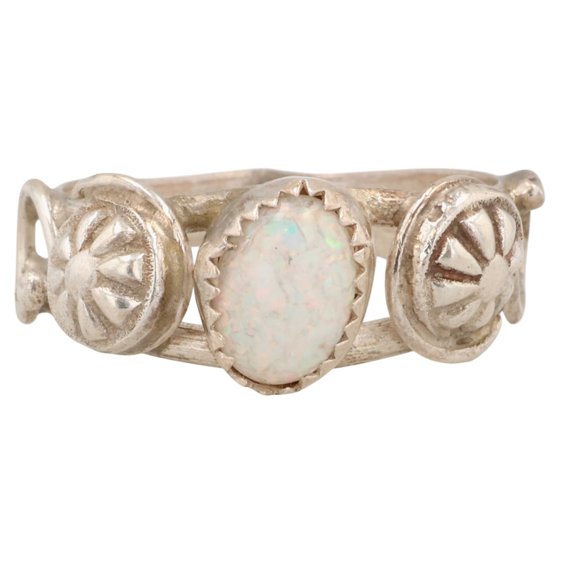 Signed Navajo Sterling Opal Ring Sz 7.25: Signed B Navajo Sterling Opal Ring Sz 7.25 / 3.5g