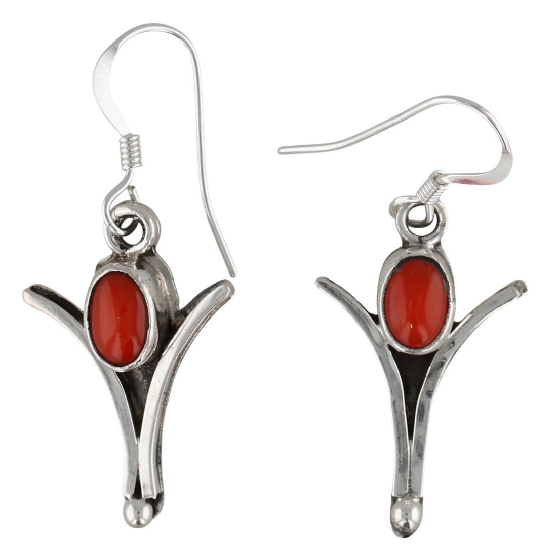 Rosie Chee Navajo Sterling Coral Earrings: Rosie Chee Navajo Sterling Coral Earrings / 2.5g / Unsigned. Artist attribution based on accompanying tag.