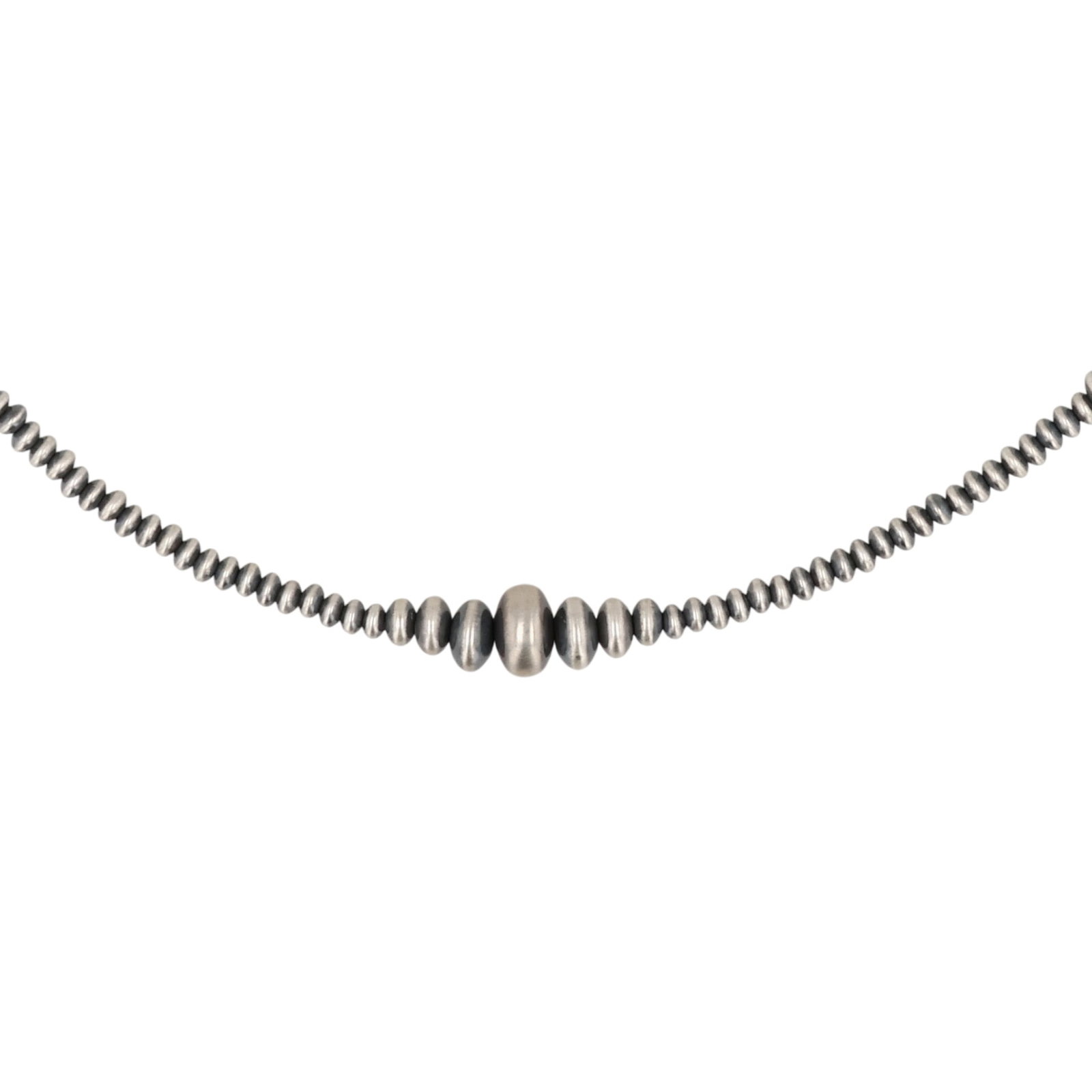 Southwest Sterling Oxidized Graduated Bead Necklace: Southwest Sterling Oxidized Graduated Bead Necklace / 22.5g