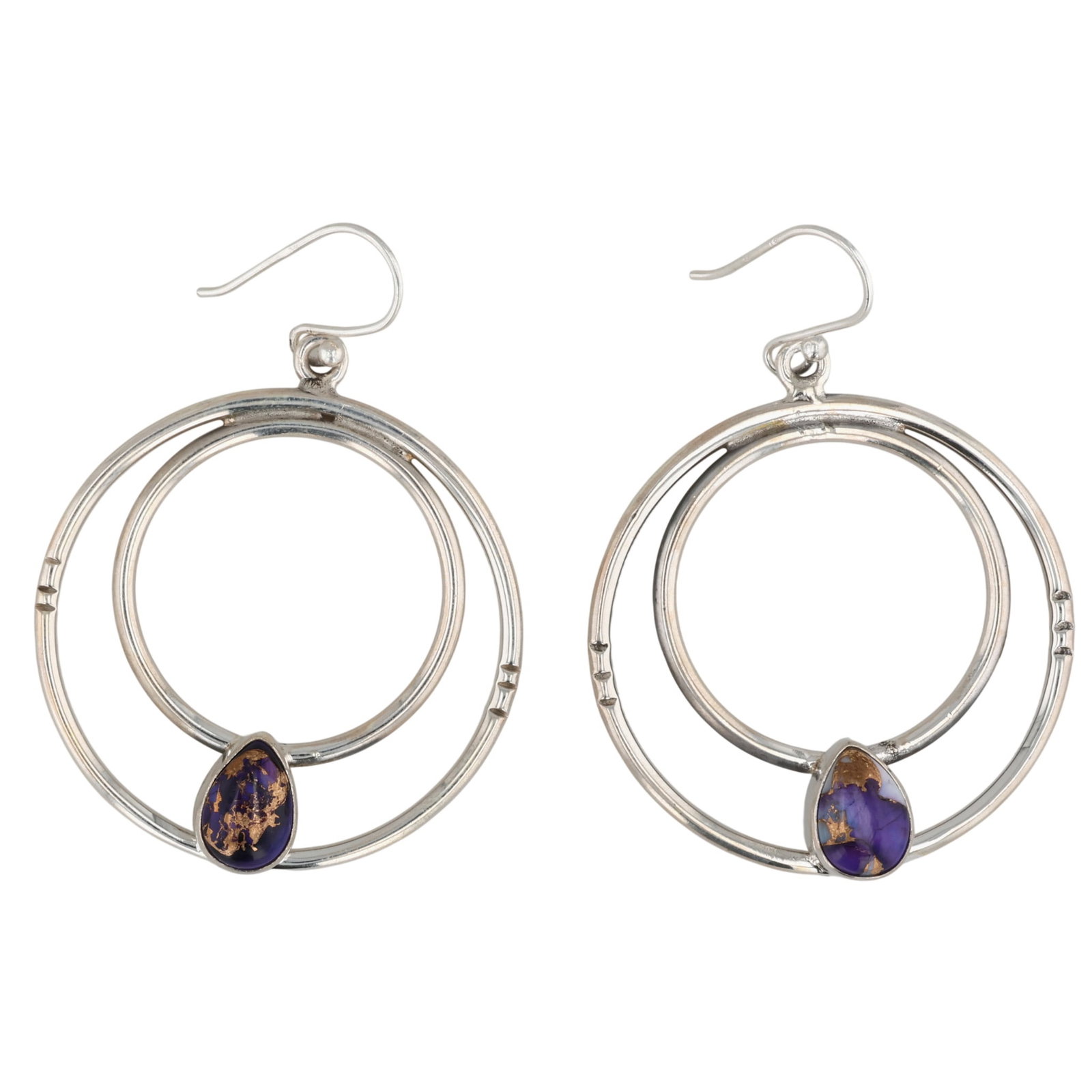 HaDa Collection Sterling Violet Rose Dahlia Hoop Earrings: HaDa Collection Sterling Violet Rose Dahlia Hoop Earrings / 12g