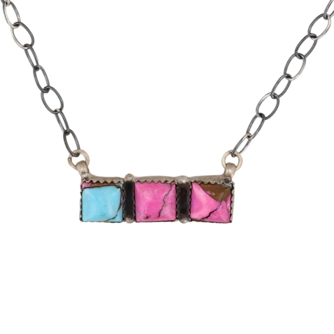 HaDa Collection Sterling Cotton Candy Dahlia Bar Necklace (1 of 6)