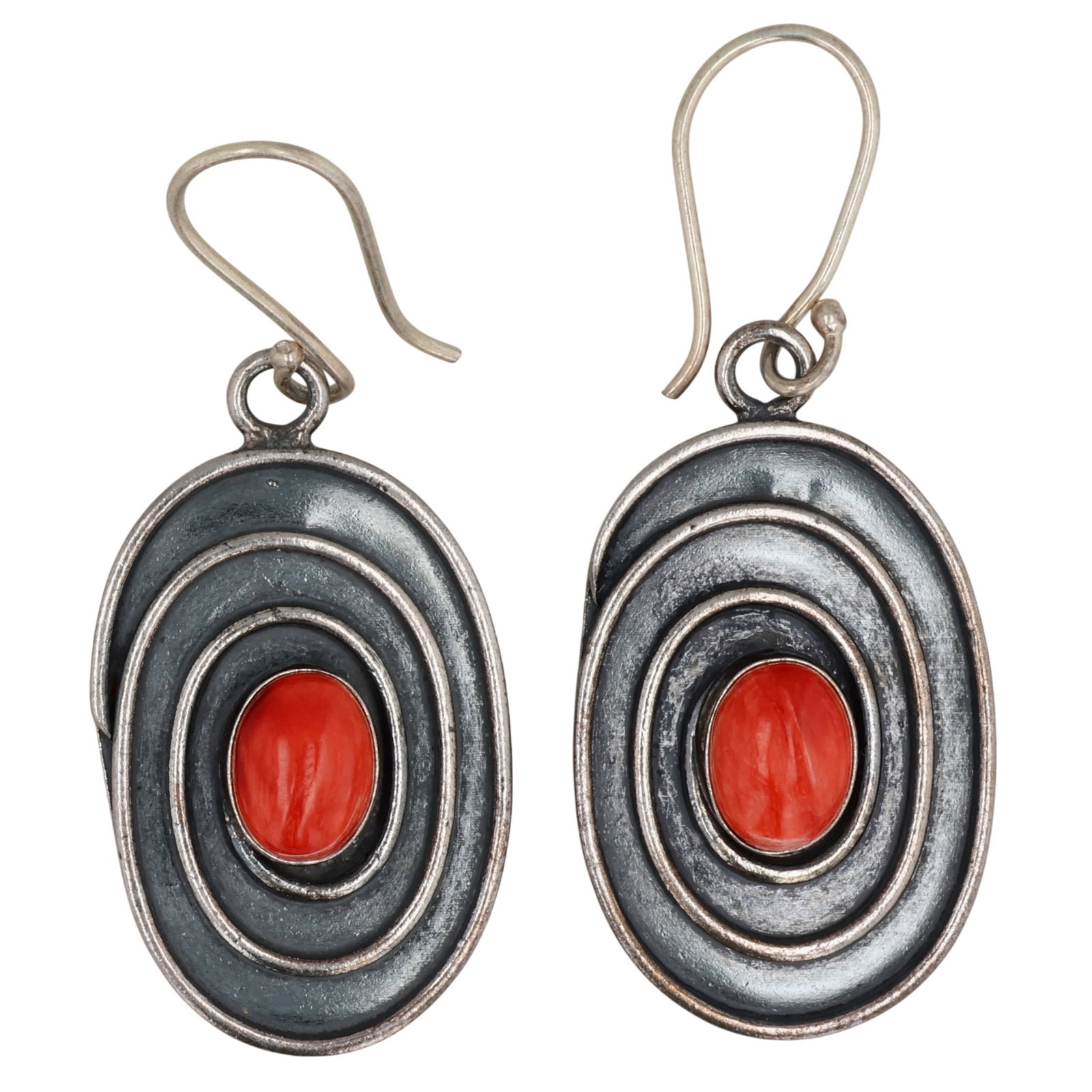 Southwest Sterling Spiny Oyster Spiral Earrings: Southwest Sterling Spiny Oyster Spiral Earrings / 11.5g