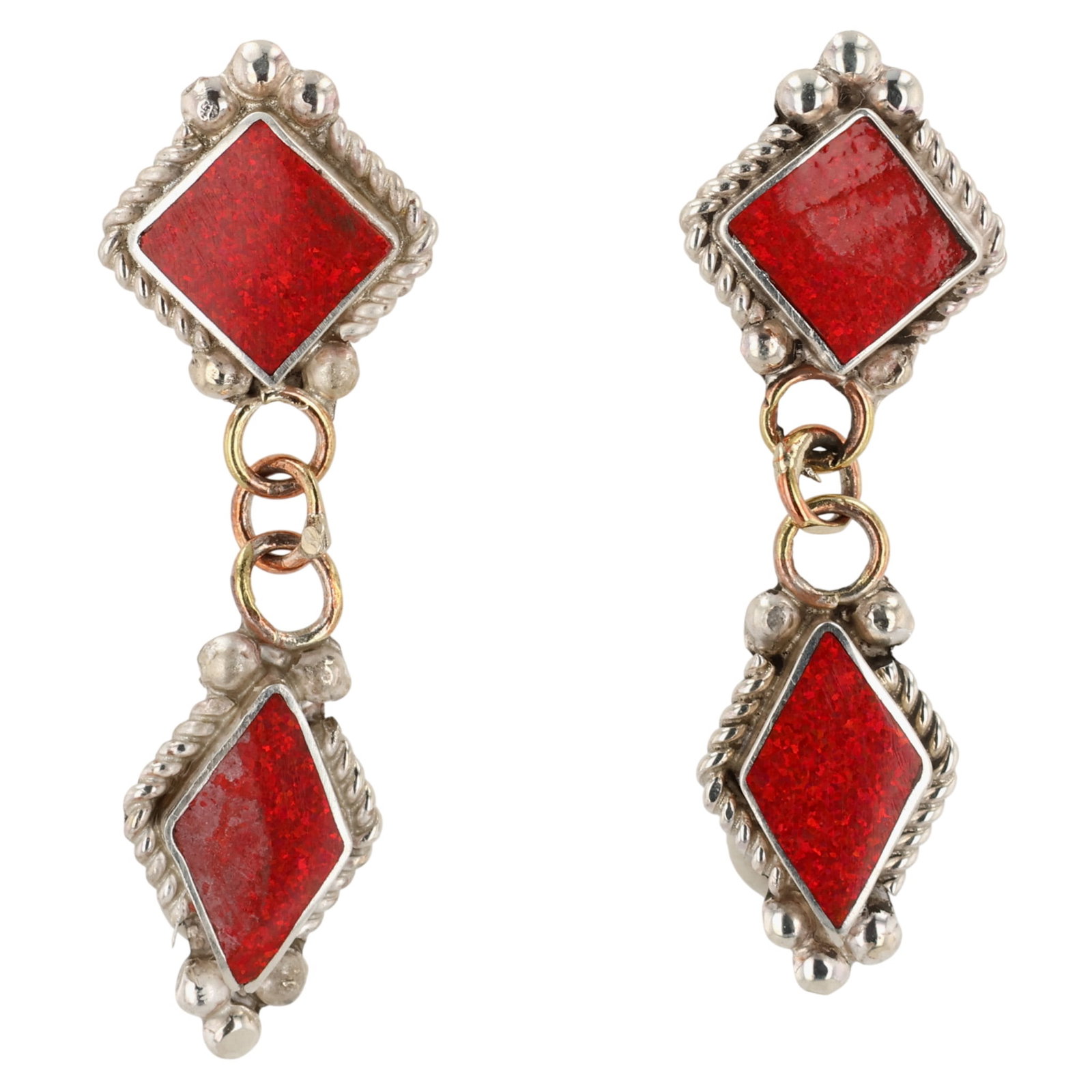 Raquel Booqua Zuni Sterling Opal Earrings: Raquel Booqua Zuni Sterling Opal Earrings / 4g