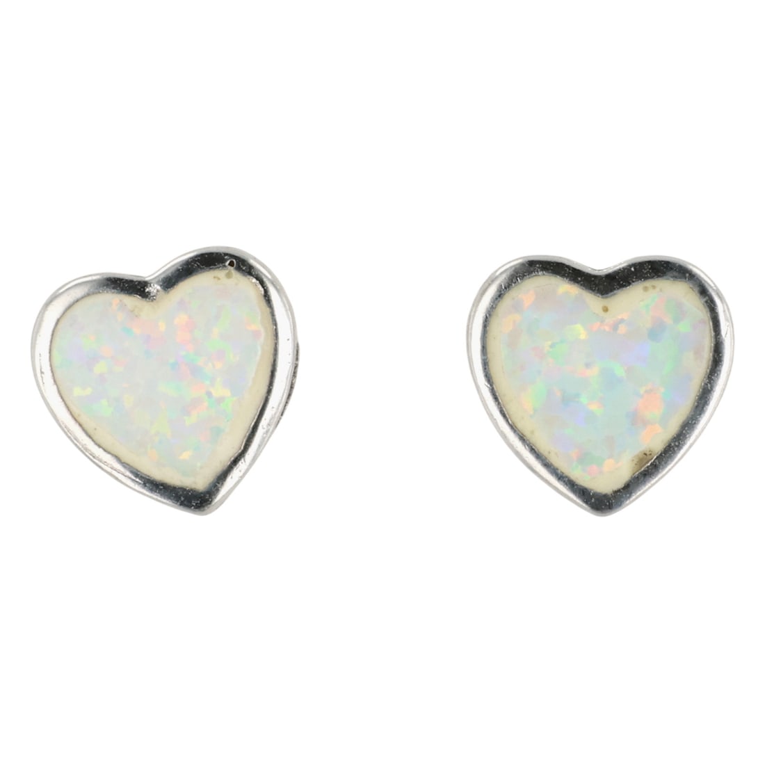 Southwest Sterling Opal Heart Earrings: Southwest Sterling Opal Heart Earrings / 1g