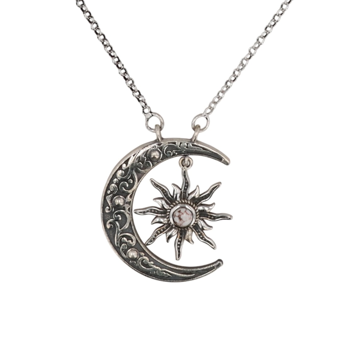 HaDa Collection Sterling Wild Horse Magnesite Crescent Moon Necklace (1 of 6)