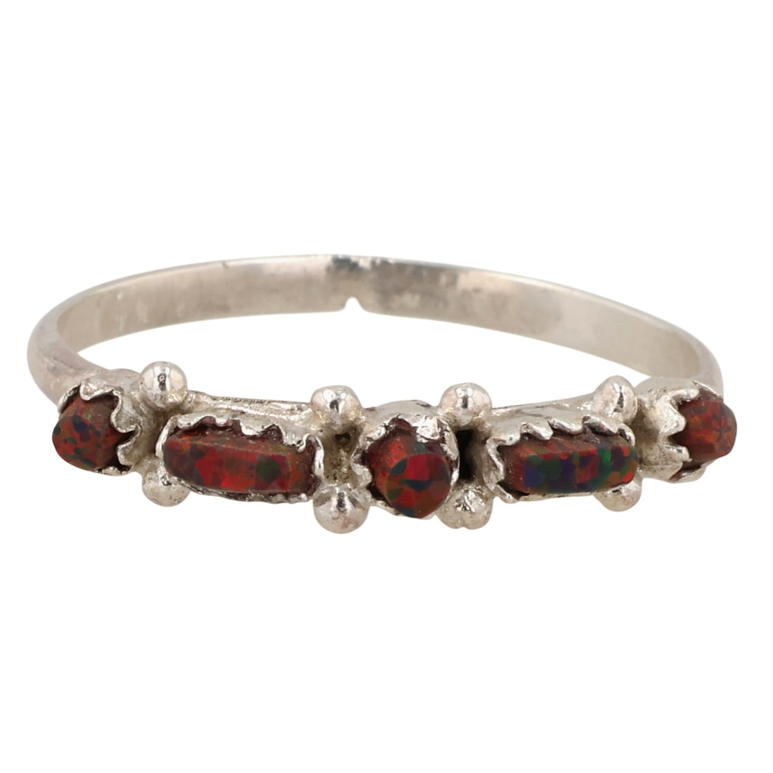 Eric Wyaco Zuni Sterling Opal Dot Dash Ring Sz 9.25: Eric Wyaco Zuni Sterling Opal Dot Dash Ring Sz 9.25 / 1.5g / Unsigned. Artist attribution based on accompanying tag.