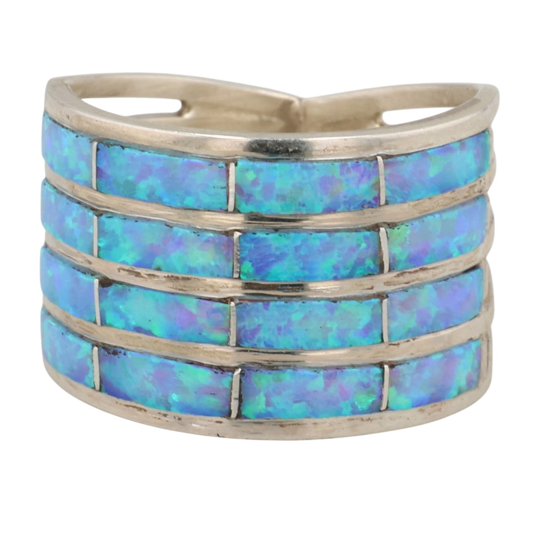 CJ Kyle Navajo Sterling Opal Inlay Row Ring Sz 6 (1 of 6)