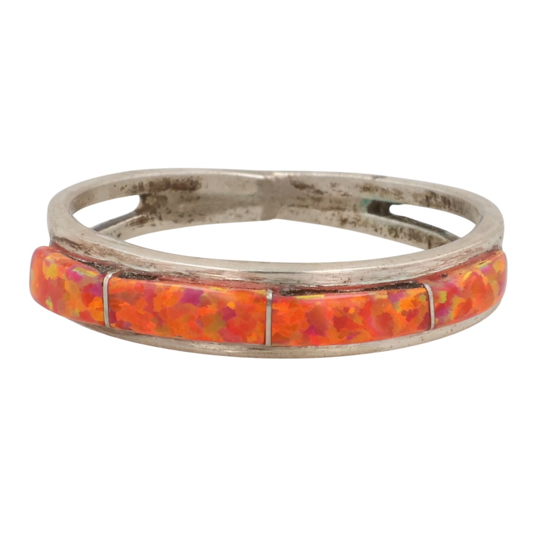 Jamie Johnson Navajo Sterling Opal Inlay Ring Sz 6.25 (1 of 6)