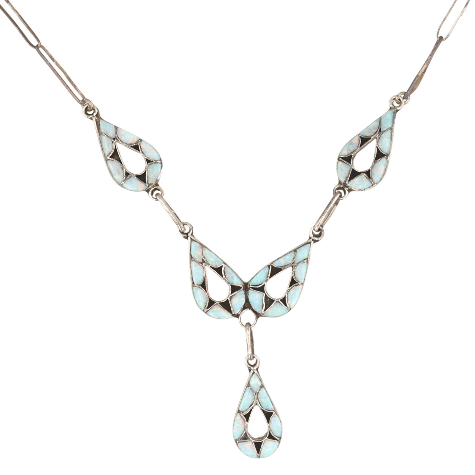 Emma Bowekaty Zuni Sterling Opal Inlay Necklace (1 of 5)